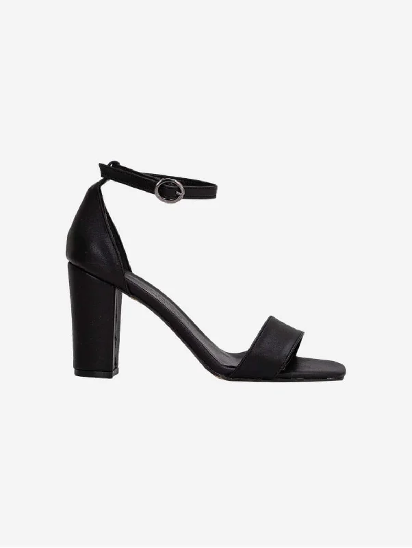 Jess Open Toe Block Vegan Heels | Black