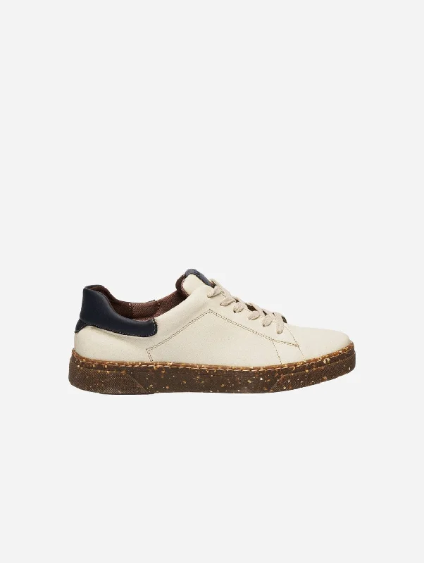 Jacob Men's Apple Leather Vegan Sneakers | Beige & Navy Blue