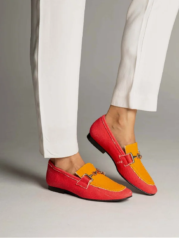 Judoka Vegan Suede Moccasins | Orange